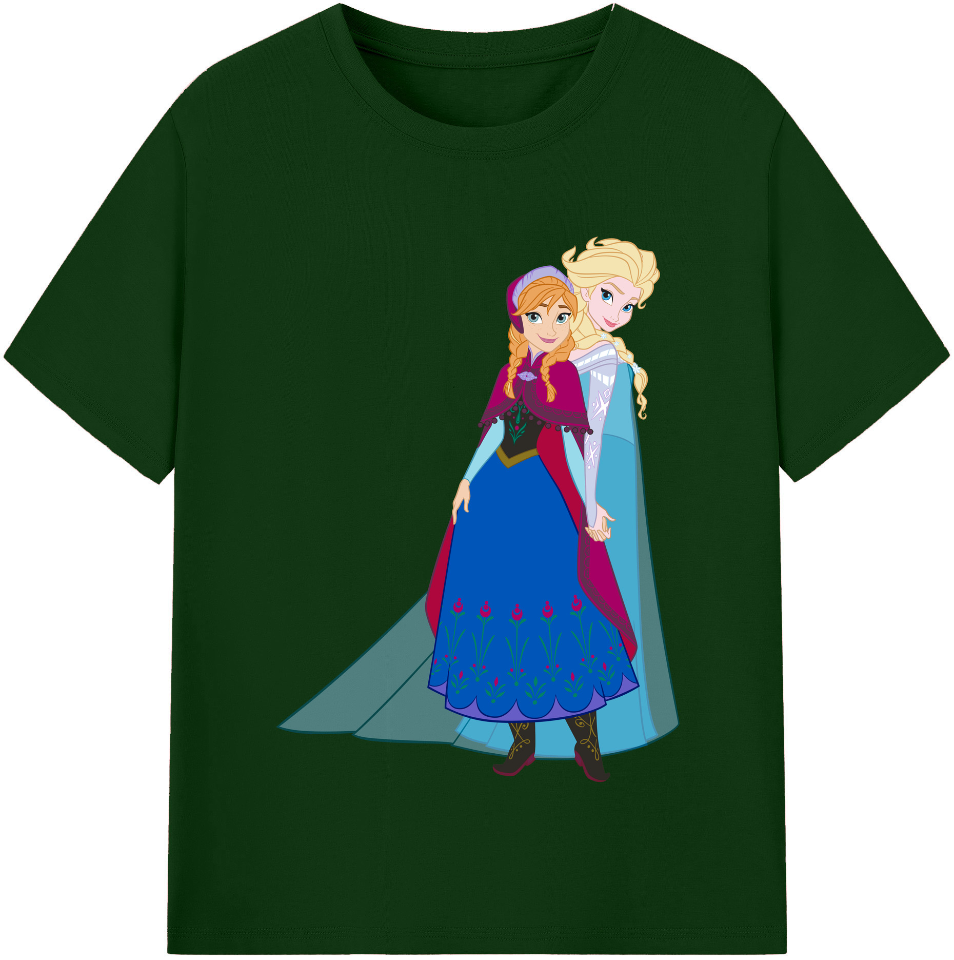 （画像用） アナと雪の女王 アンナ エルサ Frozen Anna Elsa 綿100％半袖Tシャツ（フロントプリント）